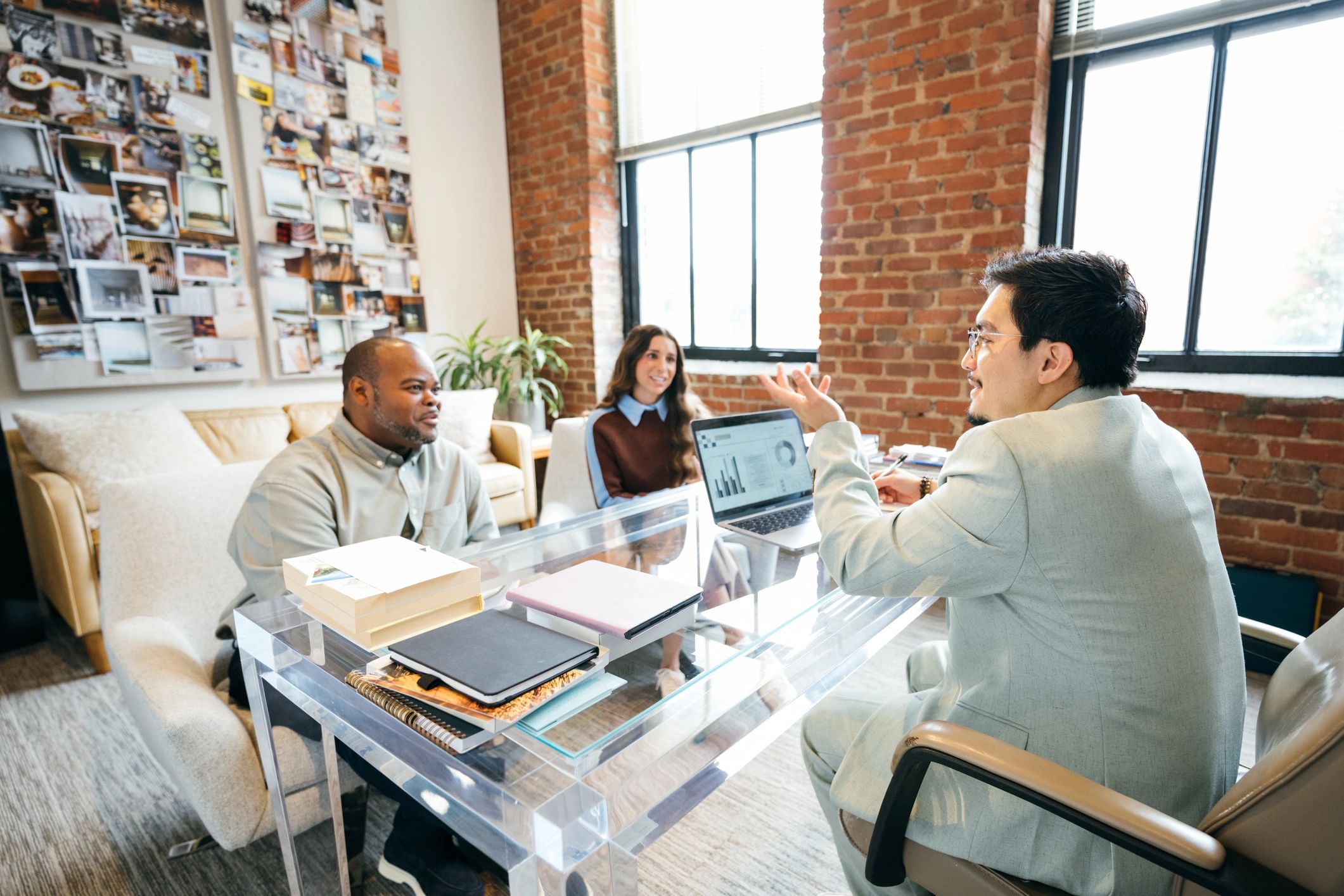 Financial advisor meeting with business clients